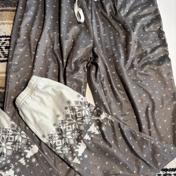 La Vie En Rose Hooded Pajamas Onesie Grey & White Snowflake Design Size Medium - Picture 5 of 7
